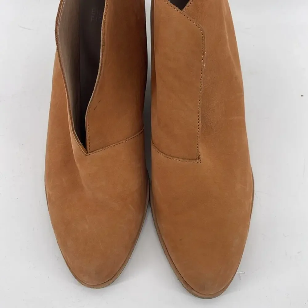 Eileen Fisher Nelson leather split shaft back zip heeled round toe ankle boots 9